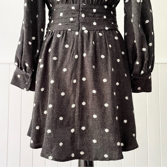 Zara Polka Dot Surplice Neck Long Sleeve Fit & Flare Dress Size M - Picture 9 of 11
